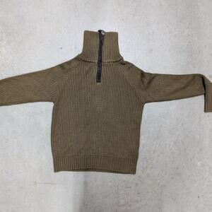 Wanhee Olive Green Ribbed Quarter Zip Pullover High Neck Winter Sweater Mens S